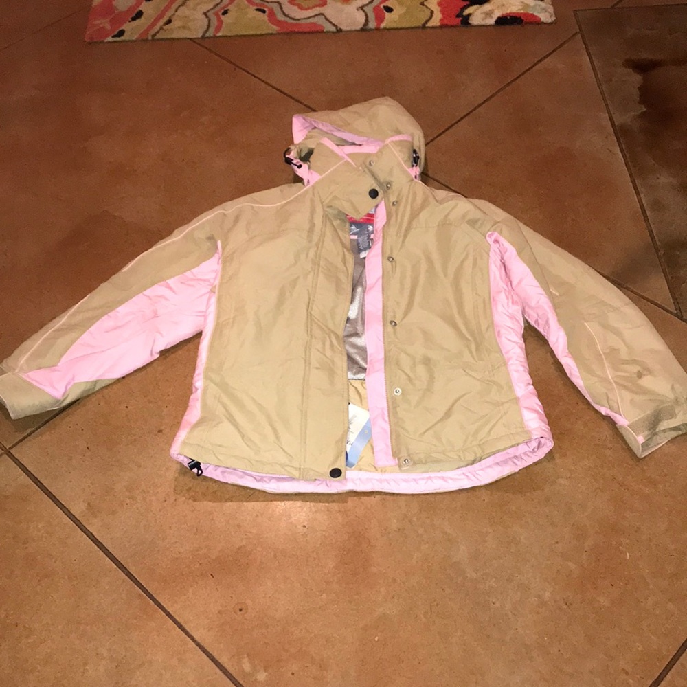 Beige and pink ski coat!